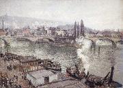 Camille Pissarro The Stone Bridge in Rouen,dull weather oil painting picture wholesale